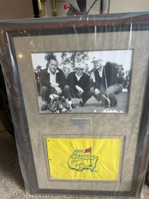 2000 Masters Flag — Signed by Palmer, Player & Nicklaus